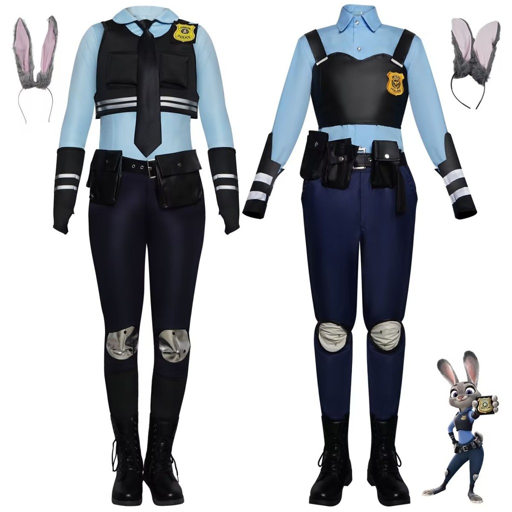 Disney Zootopia Cos เครื่องแต่งกาย Judy กระต่ายเจ้าหน้าที่เสื้อผ้าคอสเ ...