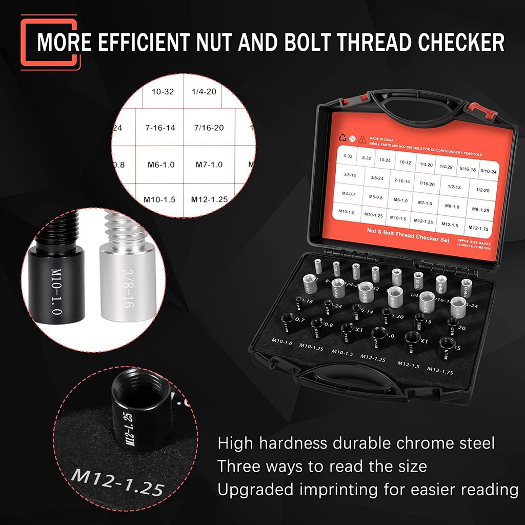 Professional Nuts และ Bolts Thread Checker แบบพกพานิ้วหรือ Metricand ...