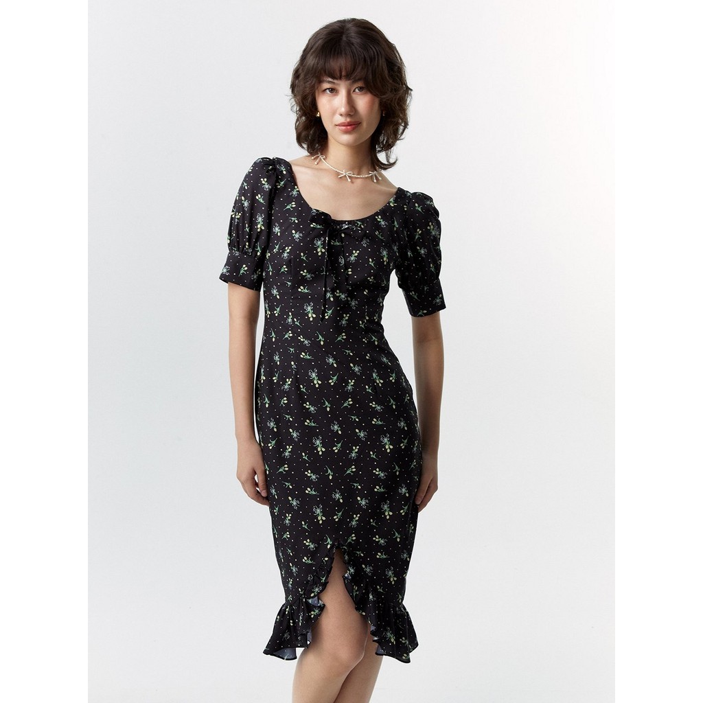 Pcflora Ls Midi Dress Roseate Spoonbill Aop Flower