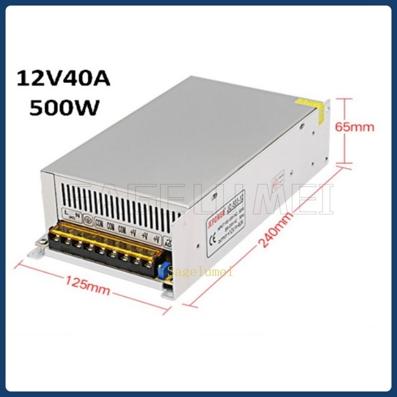 Transformateur LED 480W LEDSONE – Entrée AC 100-220V, Sortie DC 12V/24V, Protection IP20