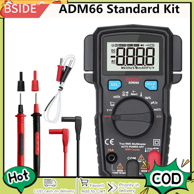 Adm66 มัลติมิเตอร์แบบดิจิตอลช่วงอัตโนมัติ Trms Mini 6000 Dmm Dual Slot ...