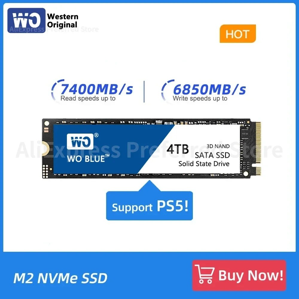 7400MB/s Blue PS5 SSD NVMe M2 512GB 1TB 2TB 4TB Internal Solid State