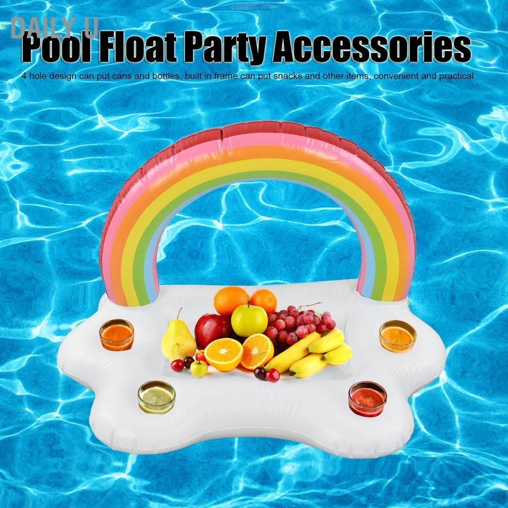 Daily U Inflatable Rainbow Cloud ผู้ถือเครื่องดื่มลอยเครื่องดื่มสลัด ...