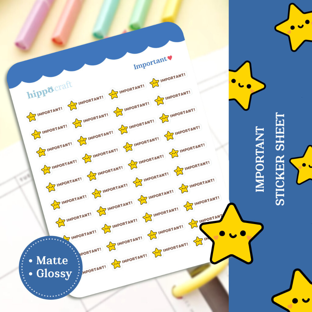 Important Planner sticker sheet สติ๊กเกอร์ไดคัท เตือนความจำ แพลนเนอร์ ...