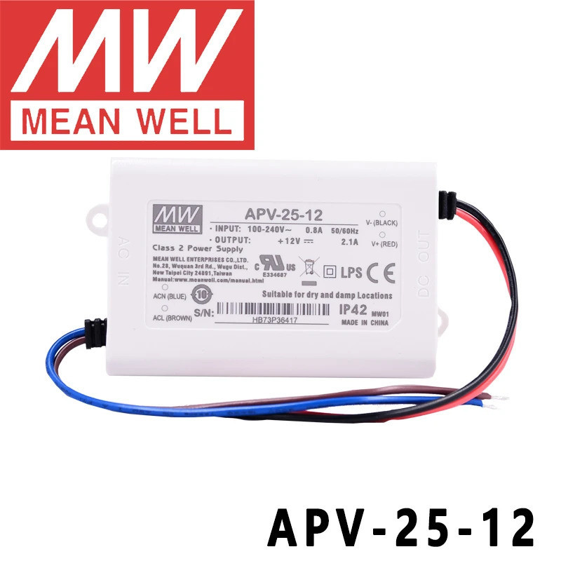 Alimentatore Mean Well APV-25-24 Per LED - 24V, Facile Installazione