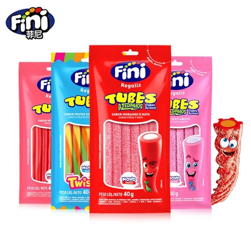บราซิลนําเข้า Fini Fini Mini Drag Gummy Sour Sand รสผลไม้รวมแซนวิชสี ...