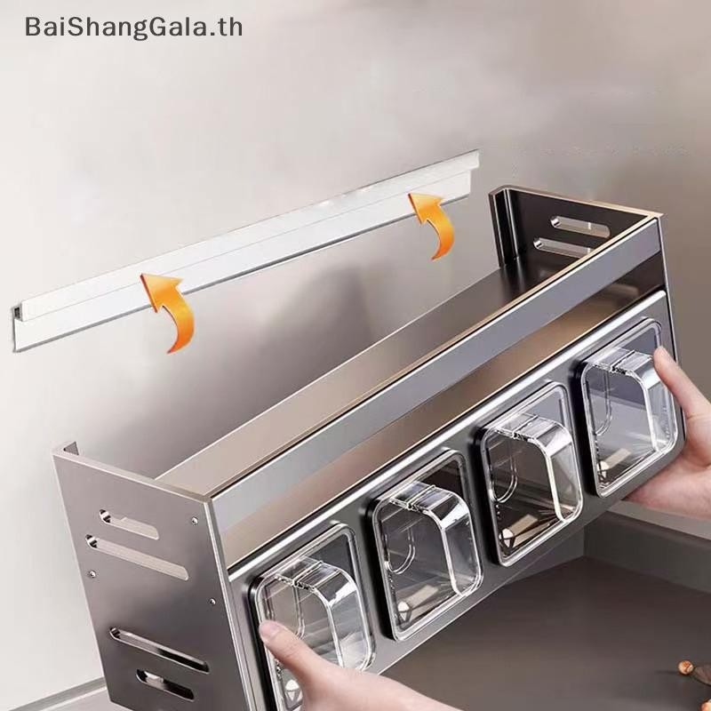 BSG สแตนเลสห้องครัวชั้นวางเครื่องเทศติดผนัง Multi-Functional Spice Rack ...