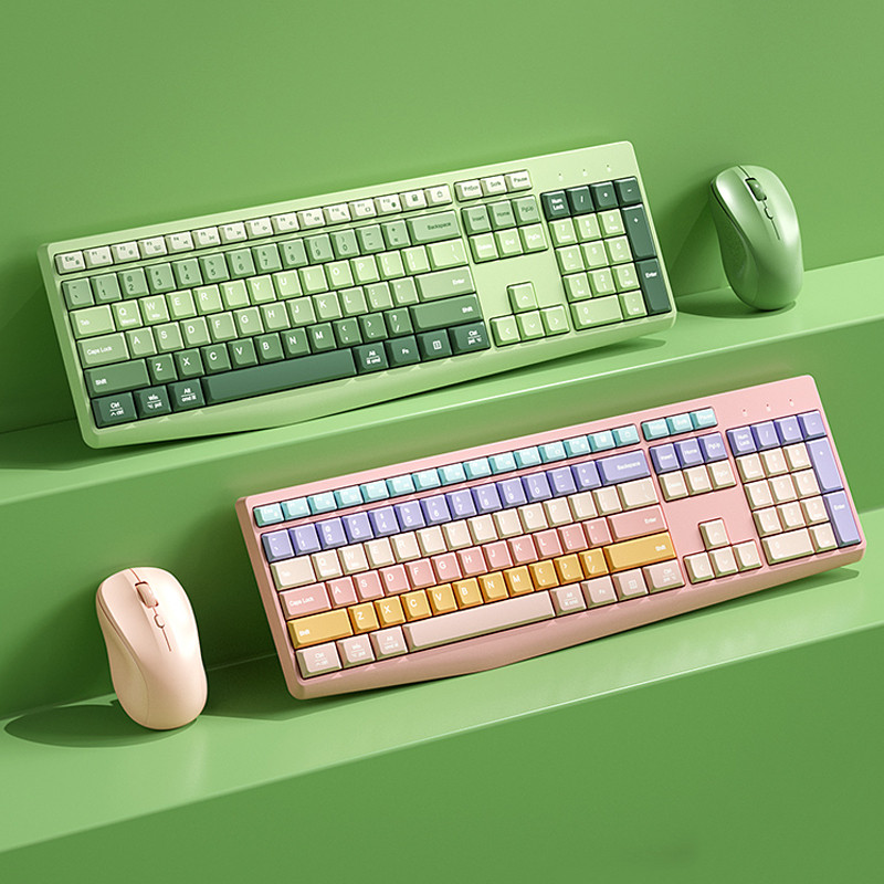 คีย์บอร์ดไร้สาย 2.4G Slient Click Ergonomic Keyboard คีย์บอร์ดและเมาส์ ...