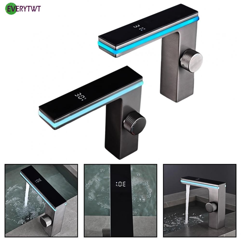 LED Light Up Bathroom Faucet with Hot and Cold Water Mixer and