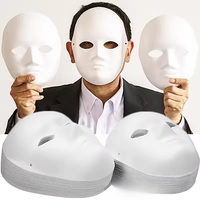 Blank Full Face Paper Mache Mask - Halloween Party Supply สําหรับการ ...