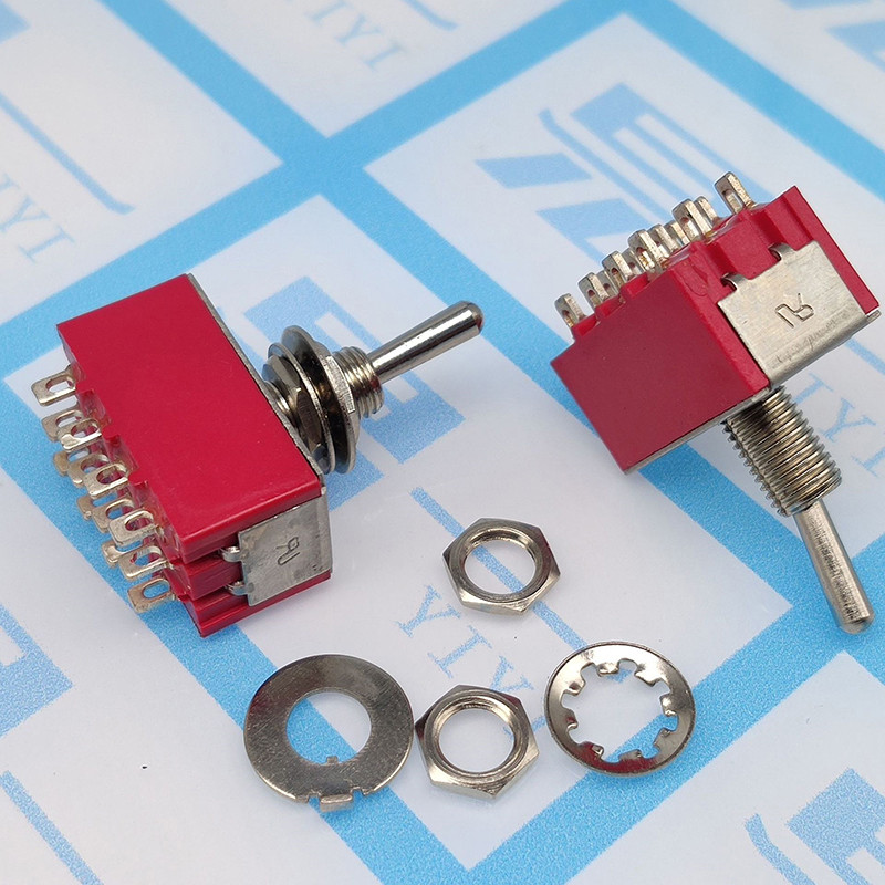 [shnzbaodanb] 1 PCS 12Pin Toggle Switches สีแดง 2/3 ตําแหน่ง ON-ON DPDT ...