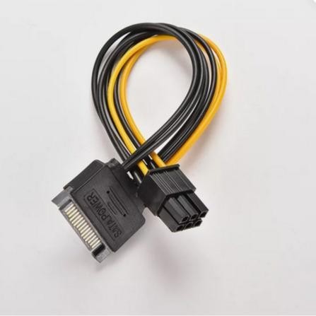 Câble SATA 15 Pin Male Vers 8 (6 +2)Pin Male PCIE – Noir/Jaune