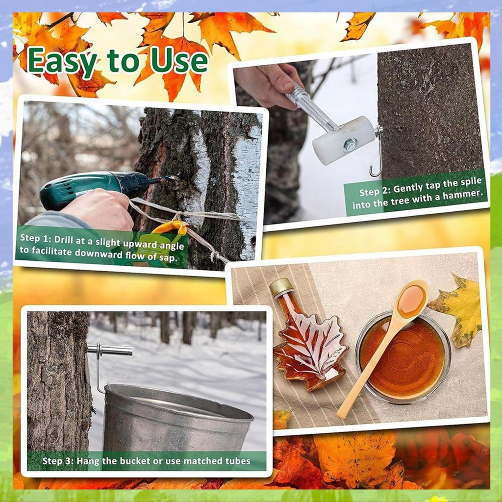 Maple Syrup Tapping Kit สแตนเลส Maple Tree Spiles ท่อเกรดอาหารแปรงทํา ...