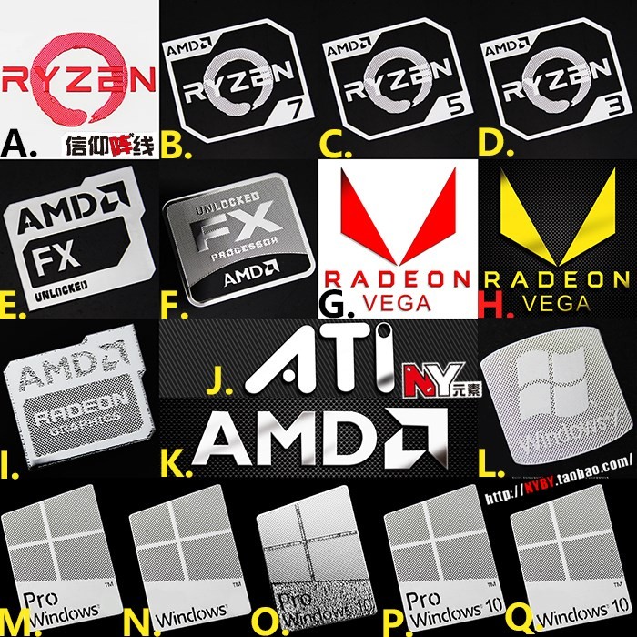 สไตล์ใหม่ AMD Ryzen R7 R5 R3 Vega สติกเกอร์โลหะ ATI สติ๊กเกอร์แล็ปท็อป ...