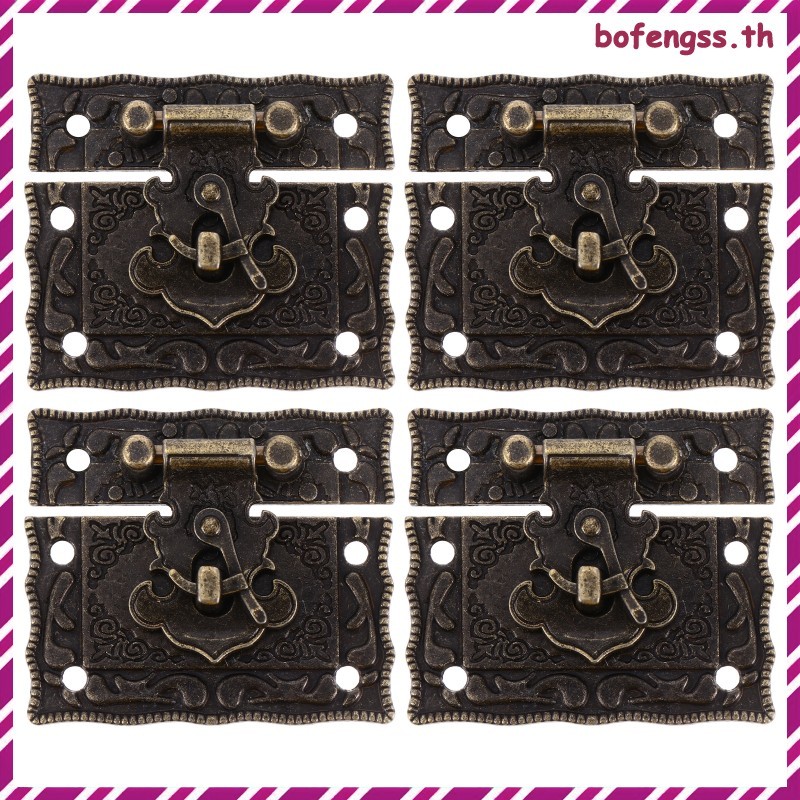 4 ชิ้นล็อคโบราณลิ้นชัก Hasps Mini บานพับไวน์ล็อคเครื่องประดับ Twists ...
