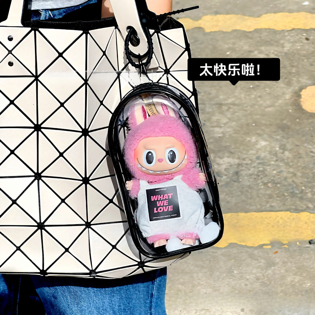 หนาการ์ตูน Labubu ฝาครอบ PVC โปร่งใส Labubu กรณีผ้าฝ้ายตุ๊กตากันฝุ่น ...