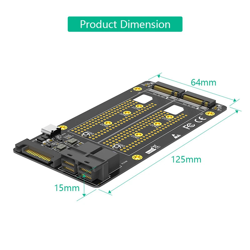 M2 SSD อะแดปเตอร์ Dual M.2 NVME M Key to Dual SFF-8643 Riser Board SATA ...