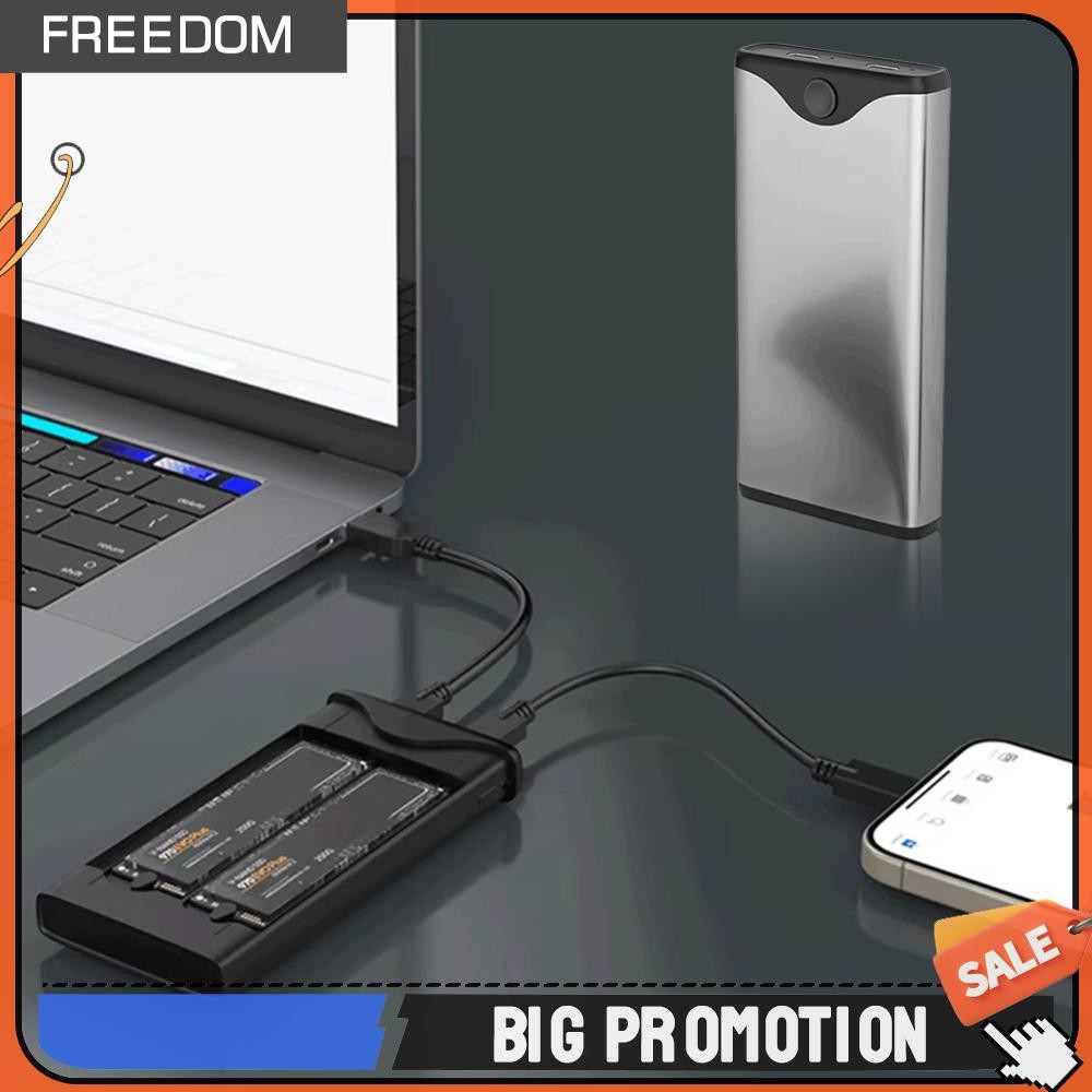 Dual Bay M.2 NVMe SATA SSD Enclosure USB3.2 Gen2 Type-C 10Gbps Hard ...