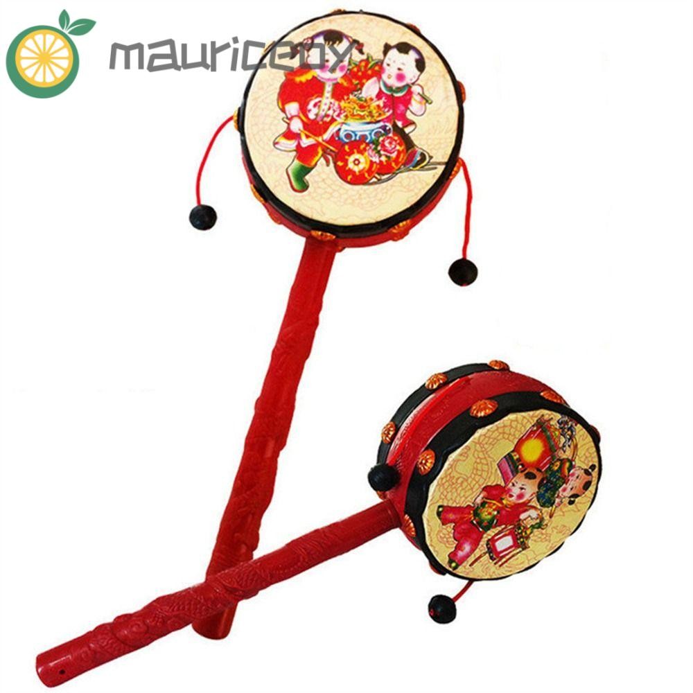 MAURICEOYA Spin Rattle Drum, สไตล์จีนโบราณกลองลิงจีน, ของเล่นเด็ก ...