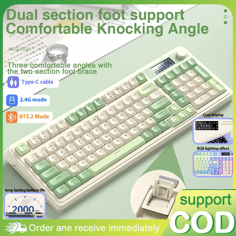 คีย์บอร์ดไร้สายพร้อมหน้าจอ,บลูทูธ/2.4G/USB-C Gaming Keyboard การเชื่อม ...