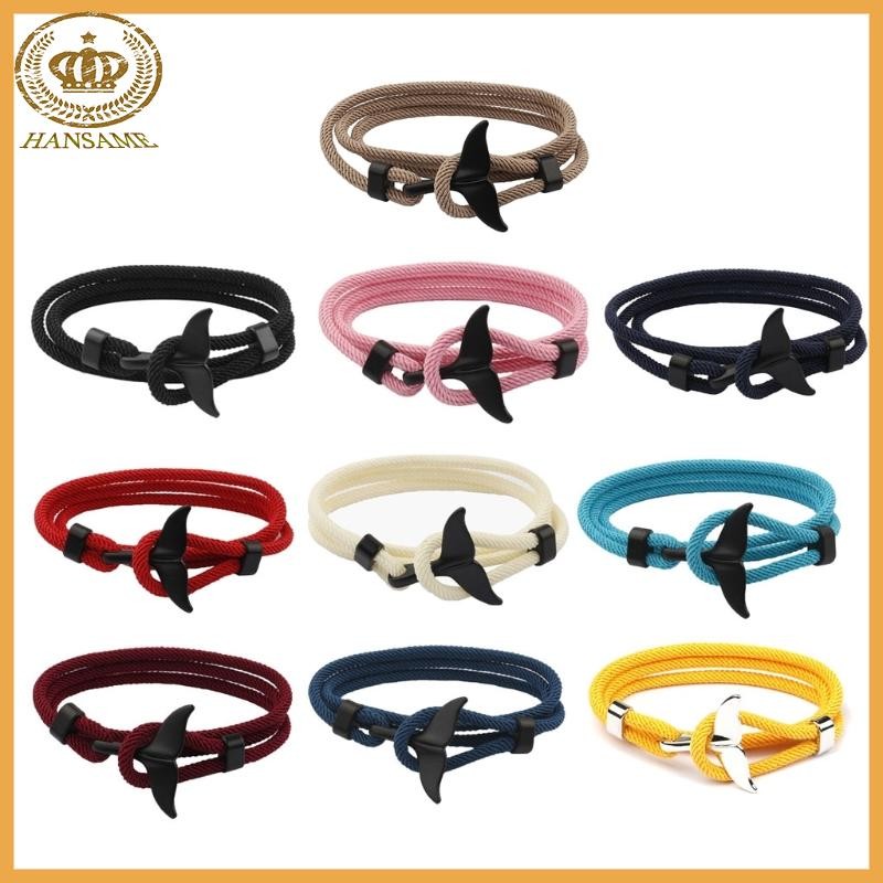 Han ฤดูร้อน Whale Tail String สร้อยข้อมือชายหาดท่อง Paracord สายรัด ...