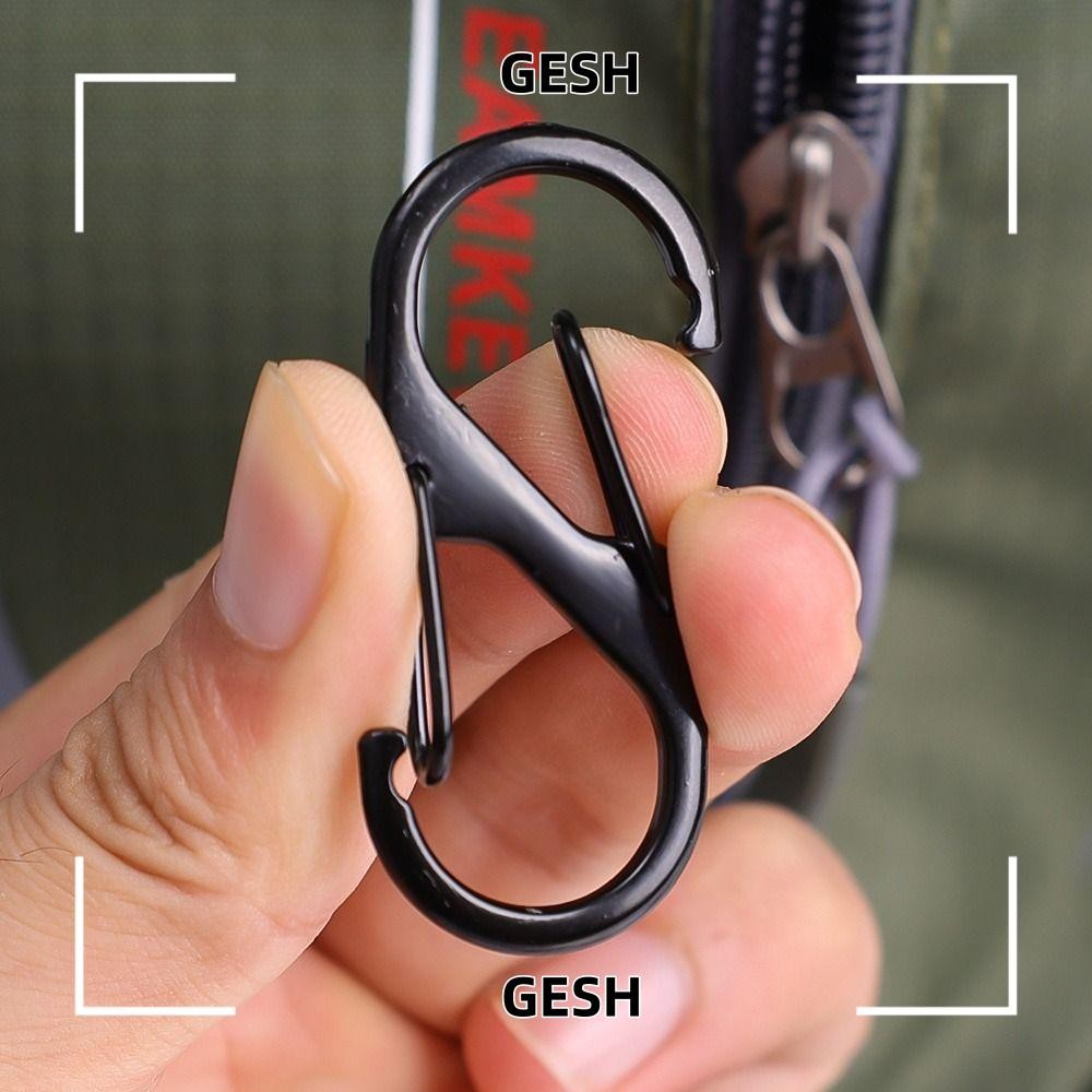 GESH คาราบิเนอร์โลหะผสมสังกะสี, ตะขอพวงกุญแจเงินสีดําประเภท S ...
