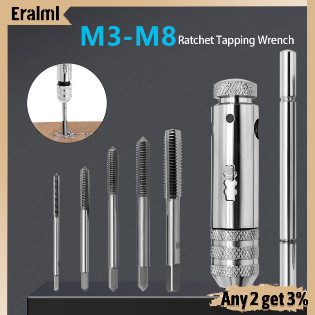Emeralml ปรับ T-Handle Ratchet Tap Holder ประแจ 5 เมตริก M3-M8 เครื่อง ...