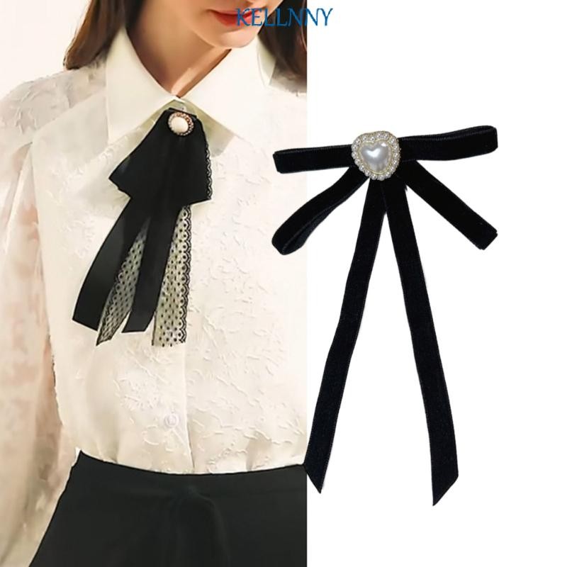 Kelln แฟชั่น String Tie Collar เสื้อชุดเนคไท Elegant Heart Pearls เข็ม ...