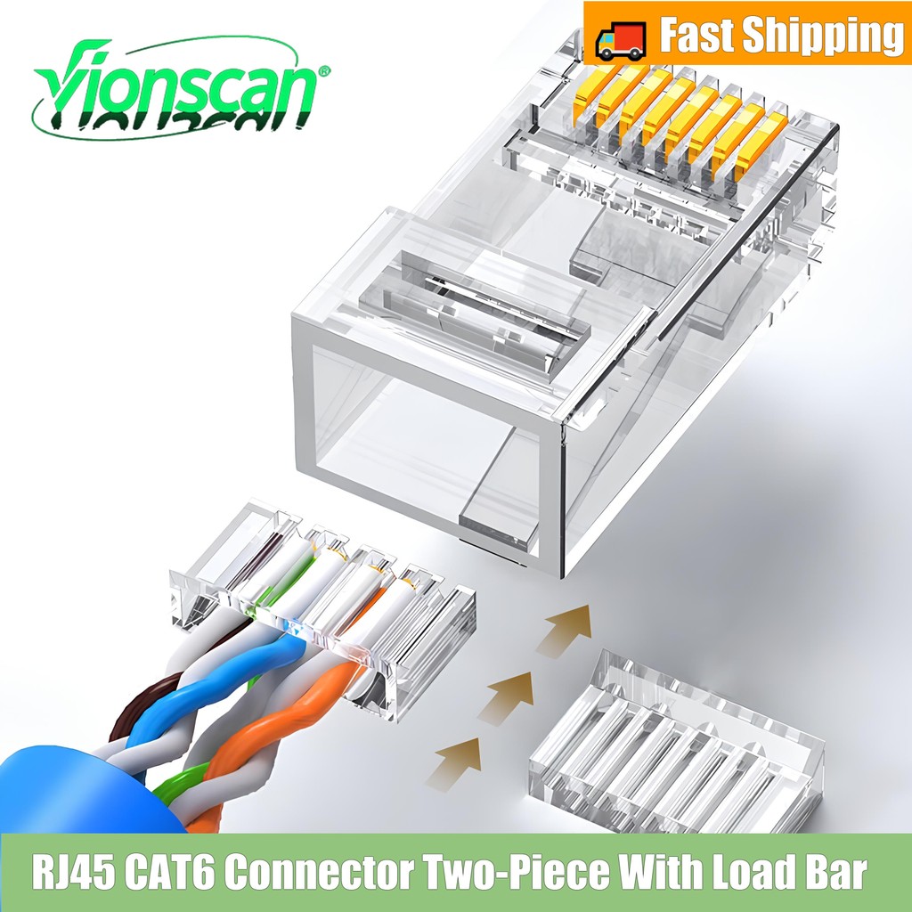 Vionscan Cat6 RJ45 Connectors, 2 ชิ้น RJ 45 ปลาย, 8P8C Ethernet ...