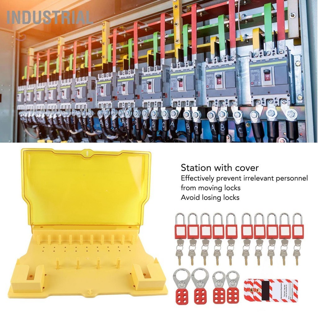 Industrial Lockout Tagout Station 10 กุญแจ 20 Tag 4 Buckle พร้อมฝาปิด ...