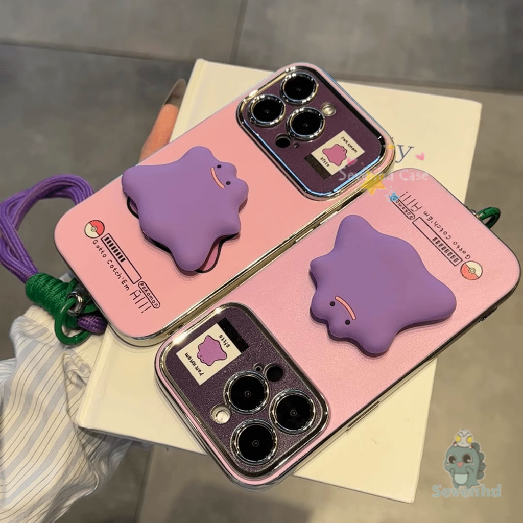 อะนิเมะpokémonเคสโทรศัพท์น่ารักสีม่วงditto BracketสําหรับiPhone 11 15 ...