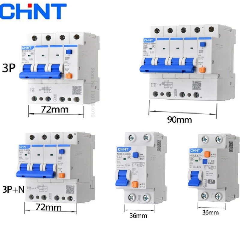 Chint 30mA 100mA 300mA RCBO 10A 16A 20A 25A 32A 40A 63A