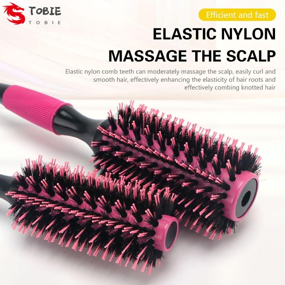TOBIE หวีผมกลม, หมูป่าร้านตัดผมหวีแปรงผมดัดผมหวี, DIY Hairdressing Anti ...