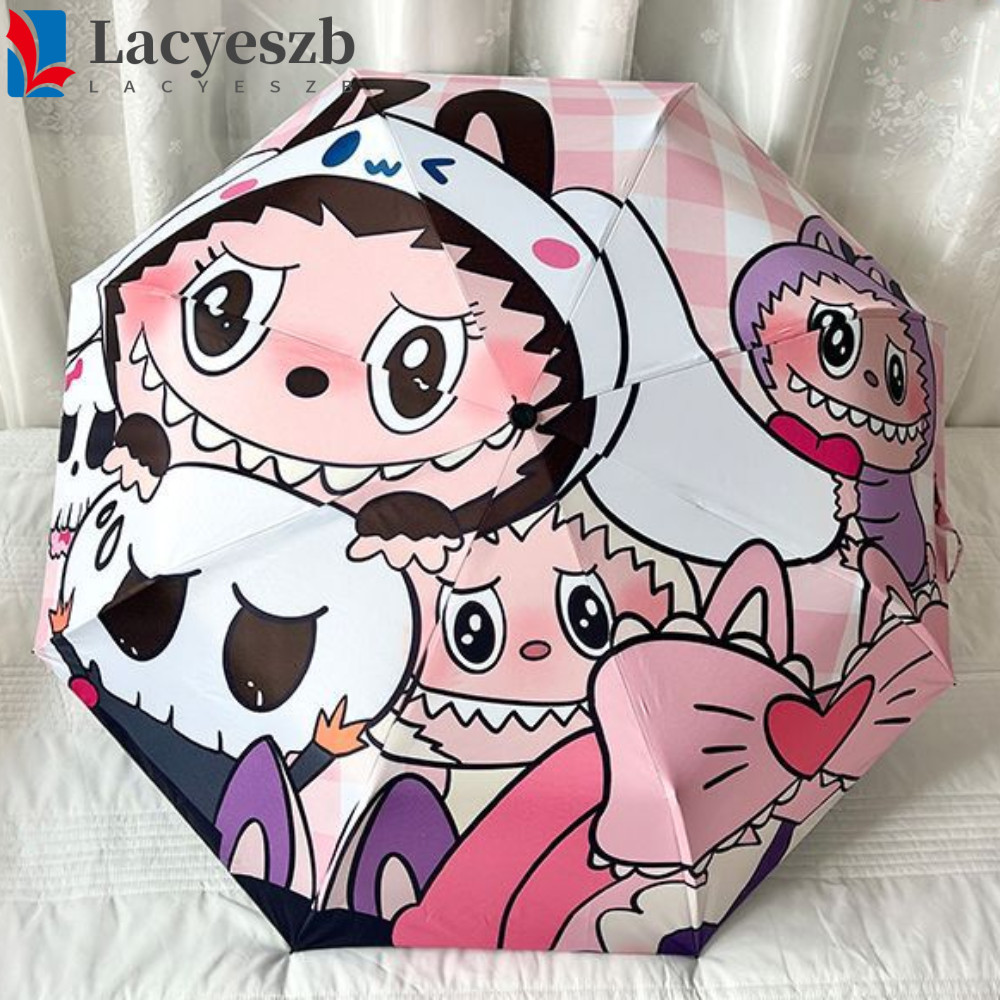 Lacyeszb Labubu ร่มกันแดด, พิมพ์ตัวอักษรป้องกันรังสียูวี Labubu ร่ม ...