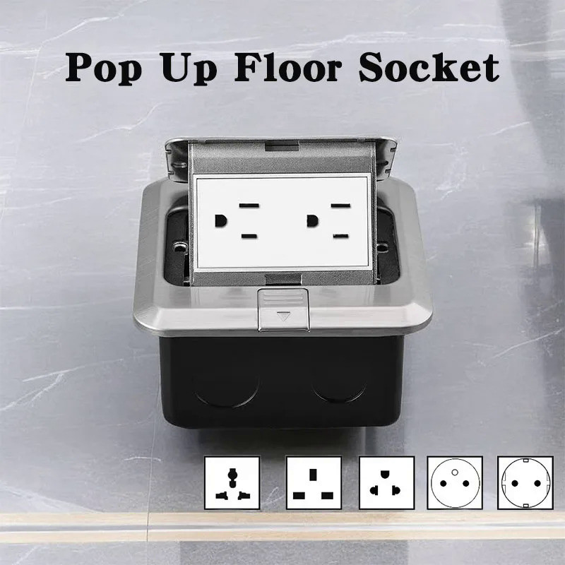 100mm*100mm Pop Up Floor Socket 110V-250V 16A Aluminum Alloy Box ...