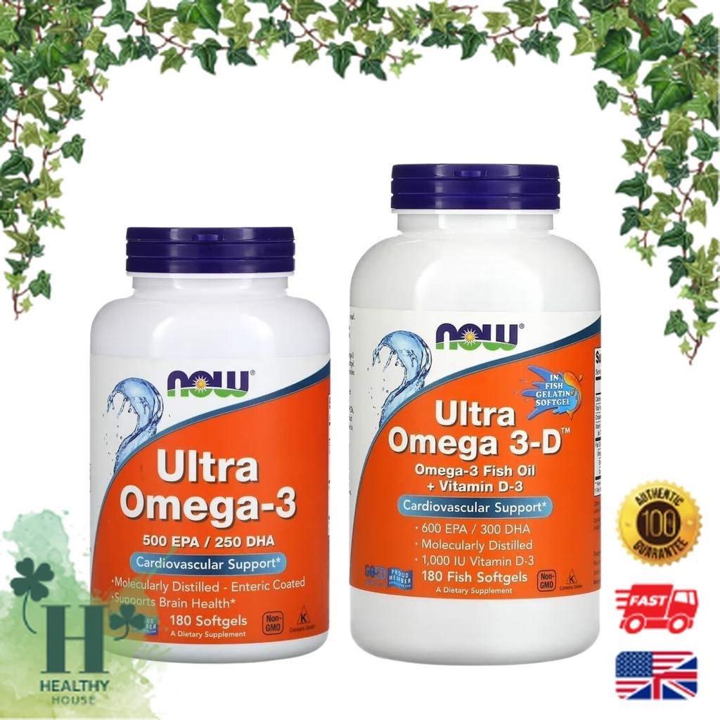 พร้อมส่ง NOW Foods Ultra Omega-3 500 EPA / 250 DHA Omega 3-D 600 EPA ...