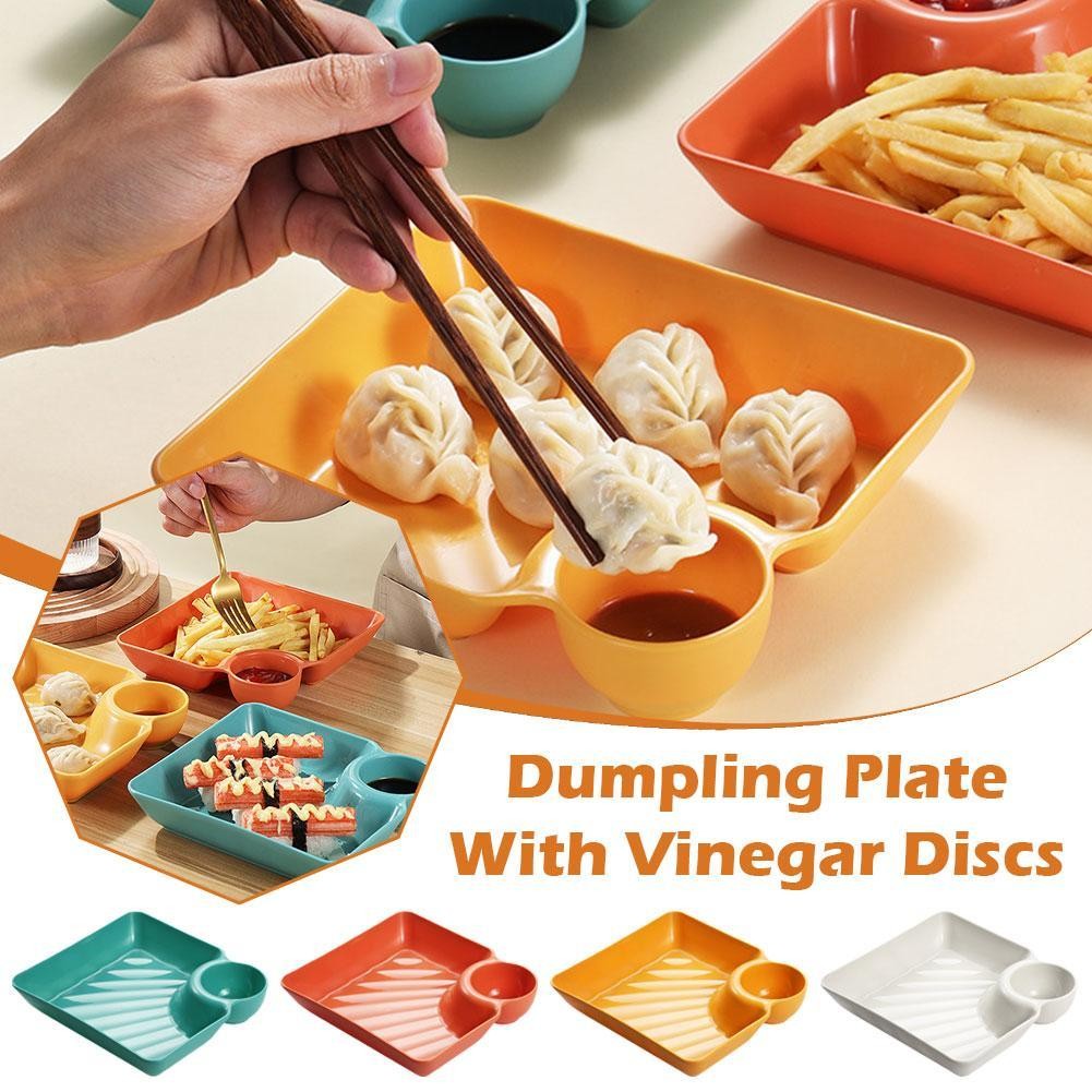 พลาสติก Dumpling Conch แผ่นสี่เหลี่ยมซอสช่องสแควร์เสิร์ฟชิป Platter ถาด ...