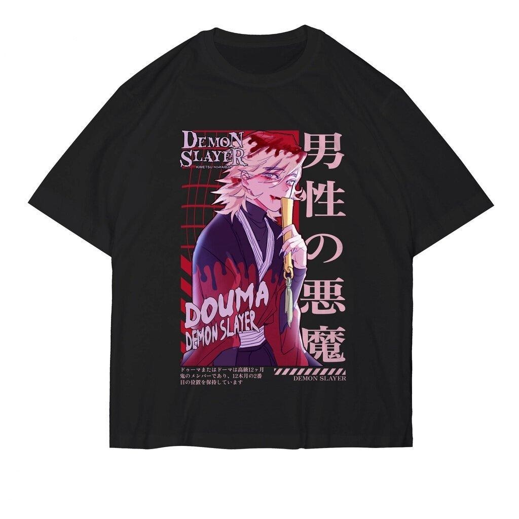 เสื้อยืด Harajuku พิมพ์ลายอนิเมะ Kimetsu No Yaiba Douma Doma Demon ...