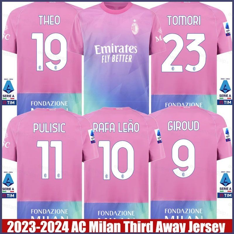 Qy 2023-2024 AC Milan Third Away Giroud Pulisic Leao Tomori Theo Jersey ...