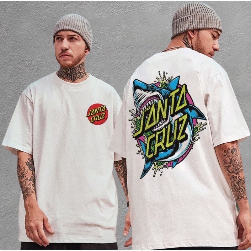 เสื้อยืดสตรีทสไตล์ LANY LUUZ ผ้าฝ้ายแท้ระบายอากาศ ลายฉลาม trendy ...