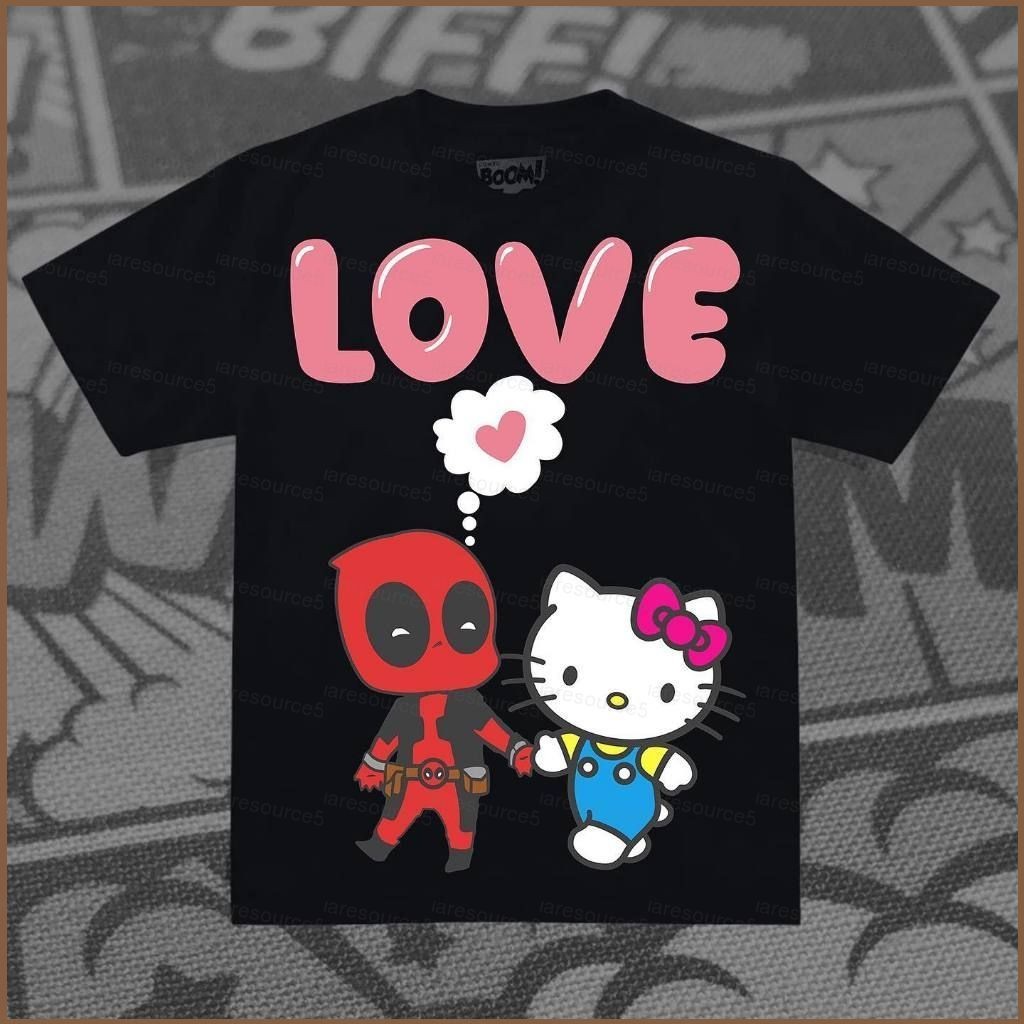 Lg Deadpool Wolverine Hello Kitty Sanrio คอสเพลย์ผ้า 3D ฤดูร้อนเสื้อยืด ...