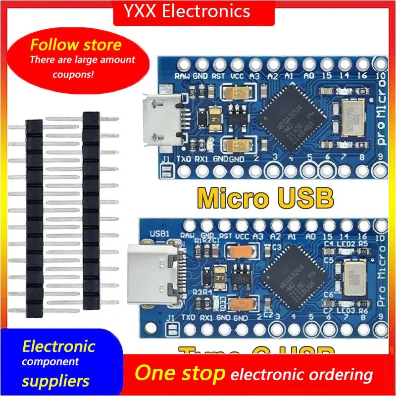 Micro/mini/type-c USB ATMEGA32U4 โมดูล 5V 16MHz สําหรับ Arduino ...