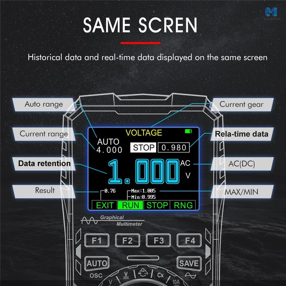 2in1 Oscilloscope มัลติมิเตอร์ดิจิตอลจอแสดงผลมือถือ Oscope Meter 1Mhz ...
