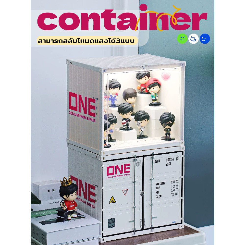 LABUBU Container Box ตู้คอนเทนเนอร์ใส่โมเดล แบบมีไฟ ตู้ไฟใส่โมเดล ซ้อน ...