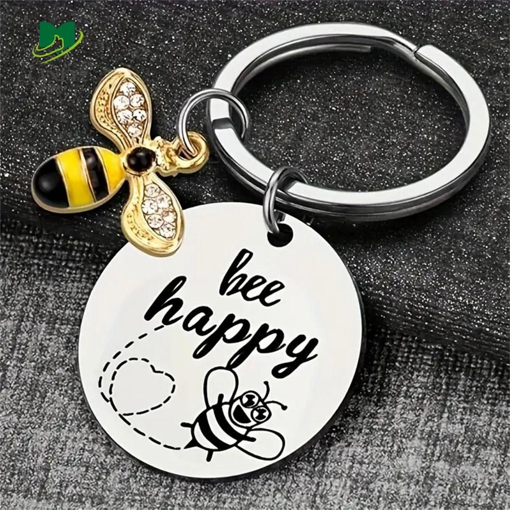 Alanfy Bee Happy Key Chain, Metal DIY พวงกุญแจสแตนเลส, เสน่ห์กระเป๋า ...