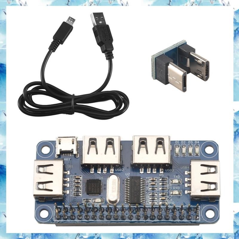 4 พอร์ต USB HUB HAT สําหรับบอร์ดต่อขยาย 3 / 2 / Zero W USB ถึง UART ...