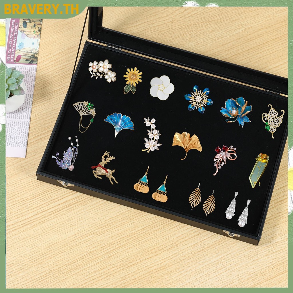 Pin Collection Holder PU Pin Organizer ถาดกล่องฝาปิดใสอเนกประสงค์ Badge ...