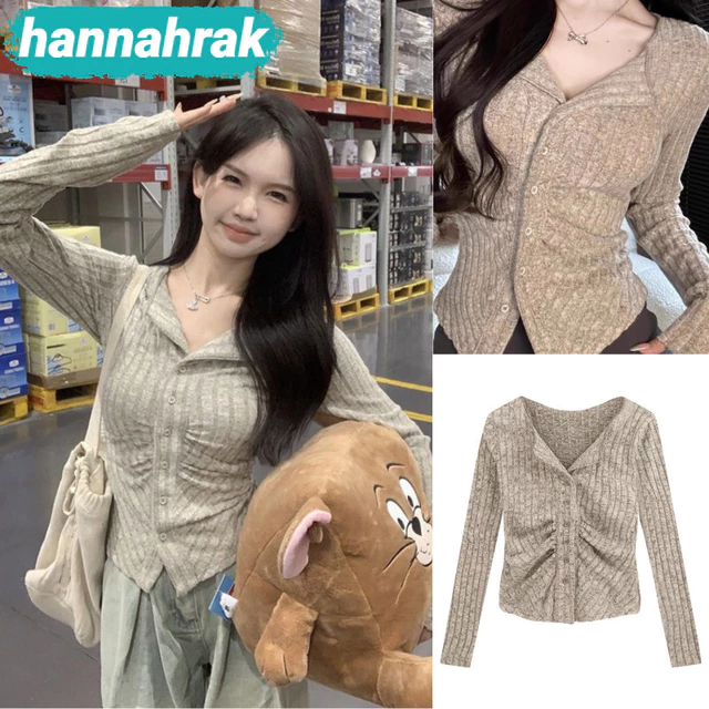 เสื้อคาร์ดิแกนลําลอง แขนยาว คอปก ติดกระดุม สีพื้น เข้ากับทุกการแต่งกาย สไตล์ใหม่ เสื้อแขนยาวผู้หญิงสไตล์