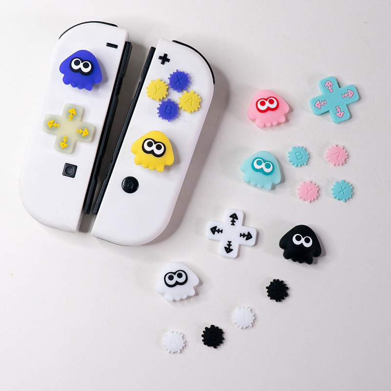 Splatoon 3 เกมซิลิโคนนุ่ม D-pad Cross ทิศทางปุ่ม ABXY Key สติกเกอร์จอย ...