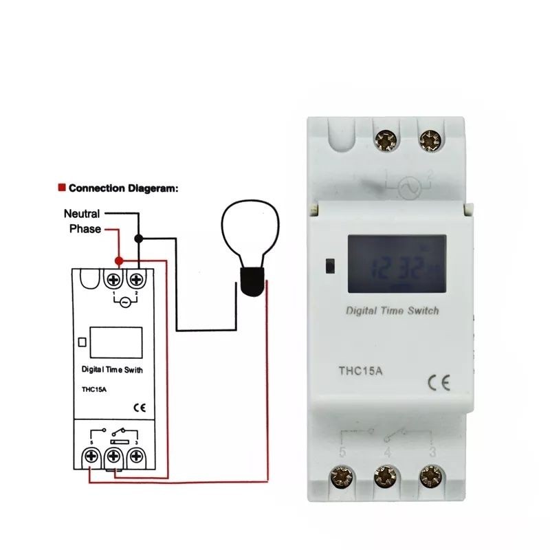 ไทม์เมอร์ timer โปรแกรมสวิทช์ดิจิตอลรีเลย์ตั้งเวลารีเลย์ควบคุม AC 220V ...